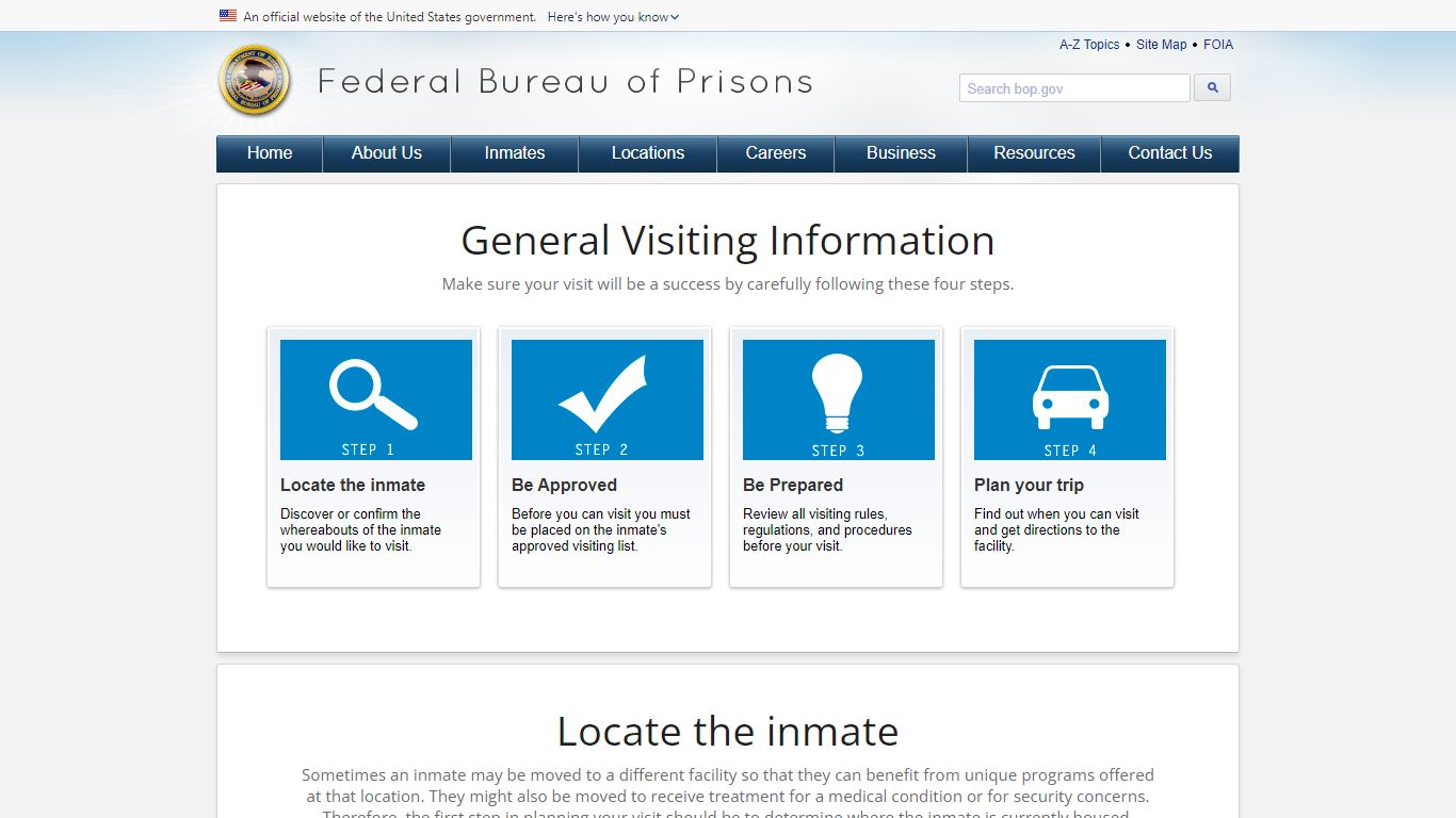 BOP: How to visit a federal inmate - Federal Bureau of Prisons